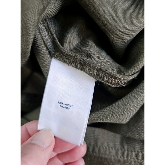 Lands' End Indigo Tencel Fiber Midi Dress Women's 1X Army Green Preppy Safari - Picture 8 of 9